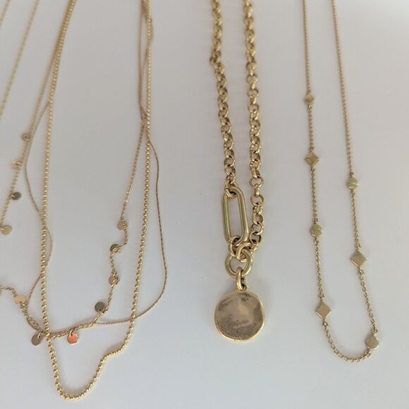 Madewell Anthropologie Gold Jewelry Bundle ✨ Layered Necklaces, Rings, Mega Lot - Picture 9 of 13